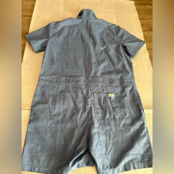 Eddie Bauer Blue Short Sleeve Hemp Linen Blend Romper Jumpsuit - Picture 5 of 9